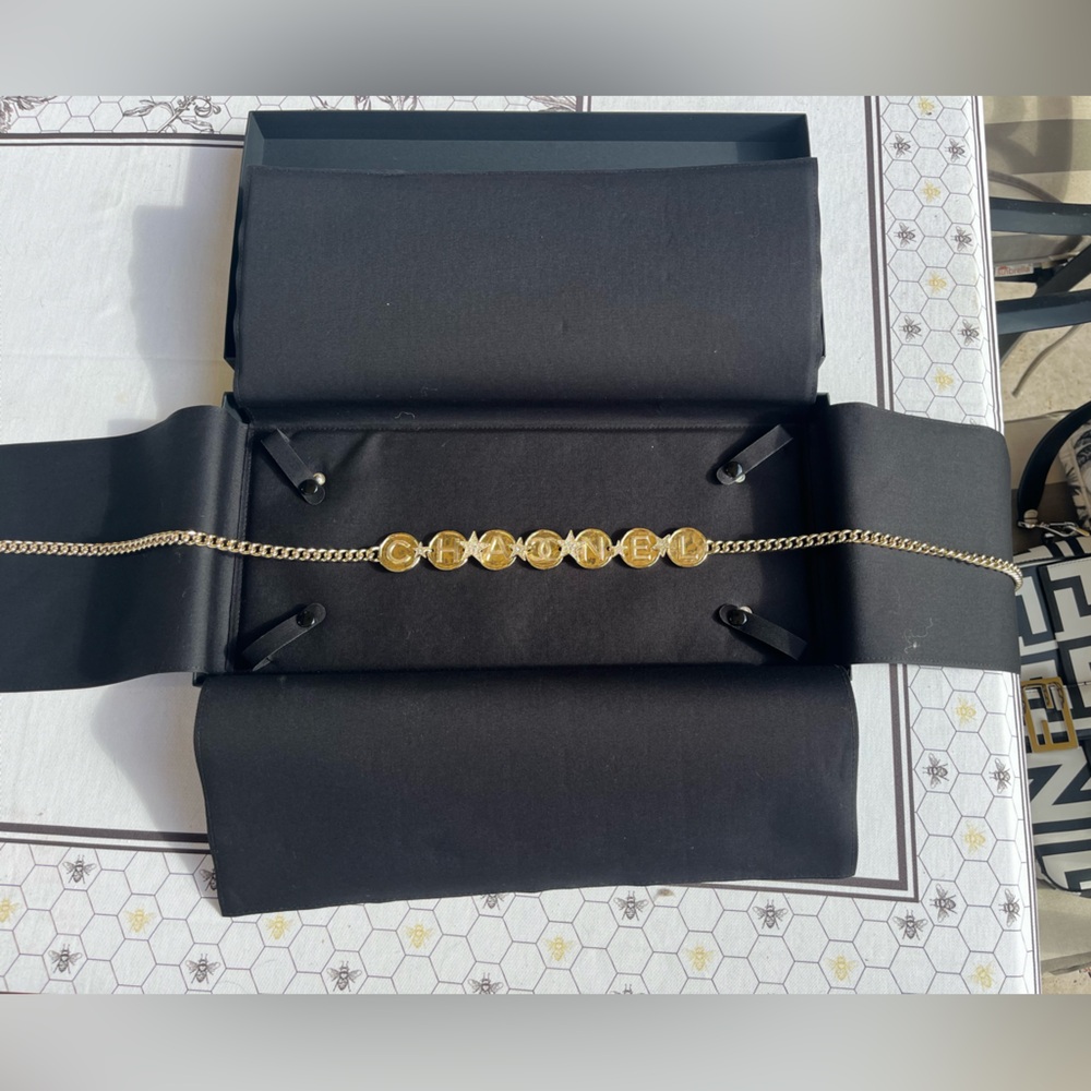 CHANEL gold chain belt